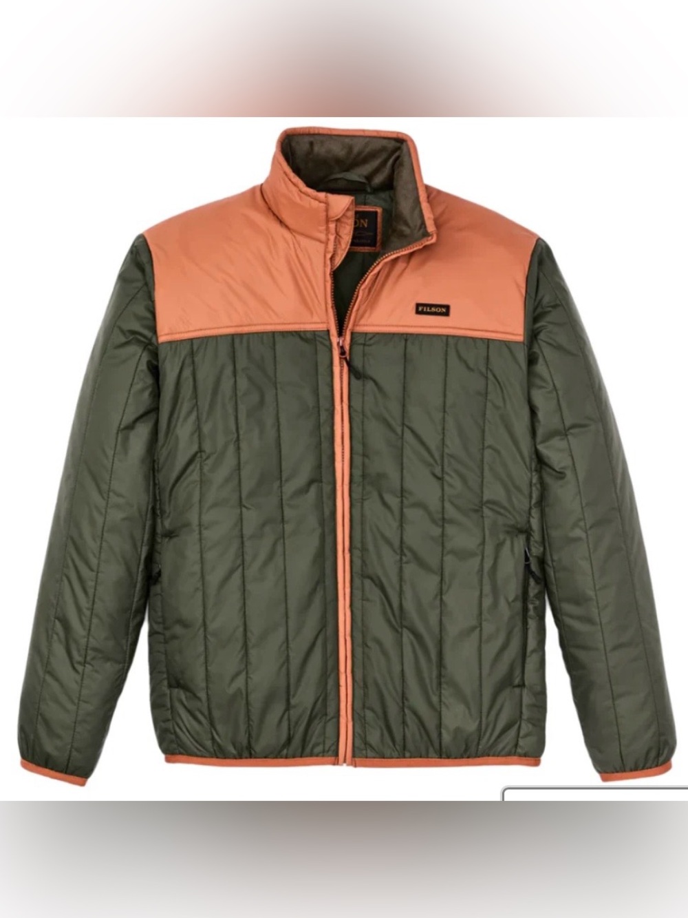 Filson Olive and Orange Quilted Insulated Puffer Jacket